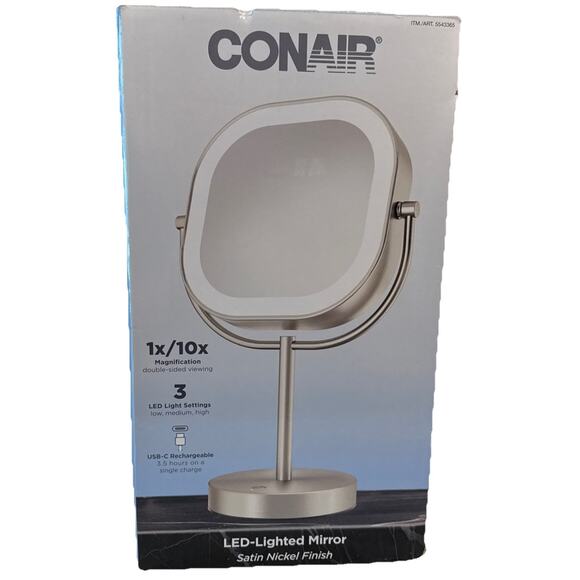 Conair Other - Conair Halo LED Rechargeable Double Sided Mirror 10x Magnification And Light new